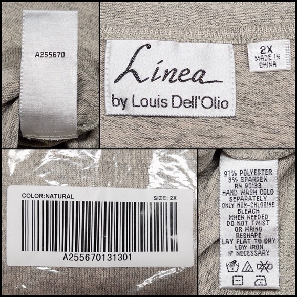 Linea by Louis Dell'Olio V-Neck Short Sleeve Flecked T-Shirt, 2X Natural A255670 - Picture 7 of 8